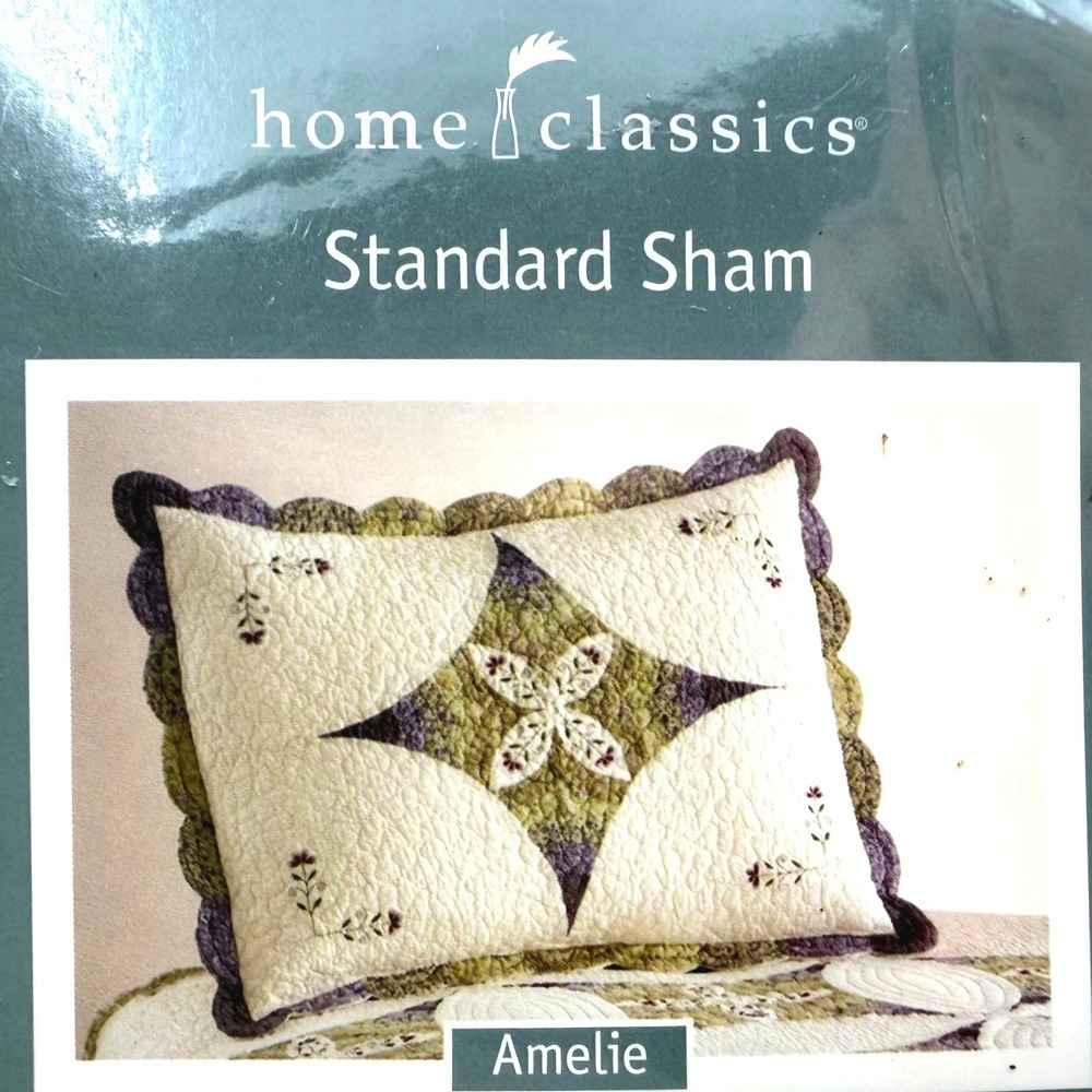 Home Classics Amelie Standard Sham Unisex 20x26 Multi Color Quilted Floral Patch